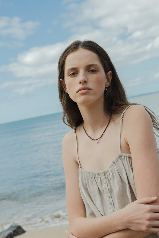 Enamel Necklace w. Pearl