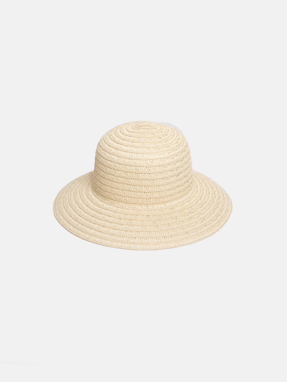 Beige straw hat on a white background