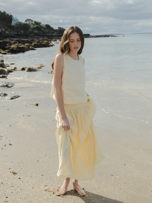 Shell Buttons Top Linen