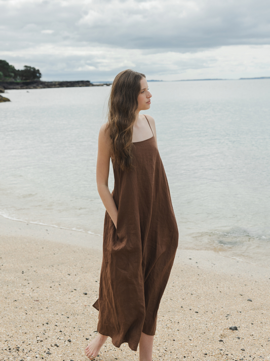Tie Back Linen Dress