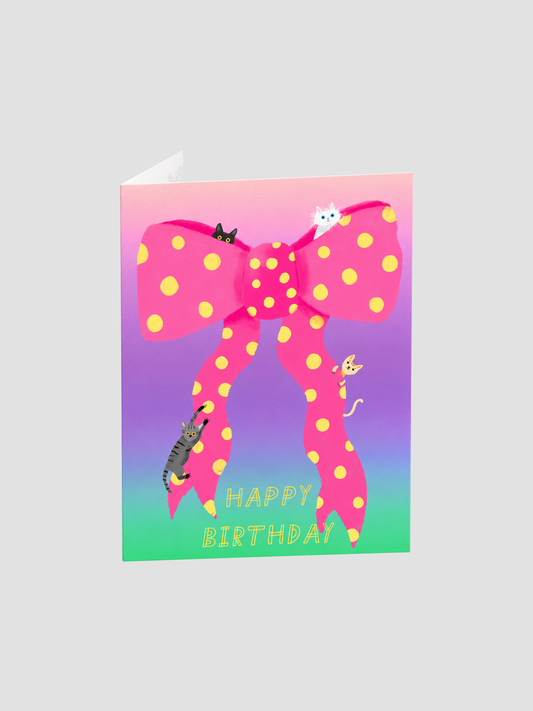 Ribbon & Cats Birthday Card