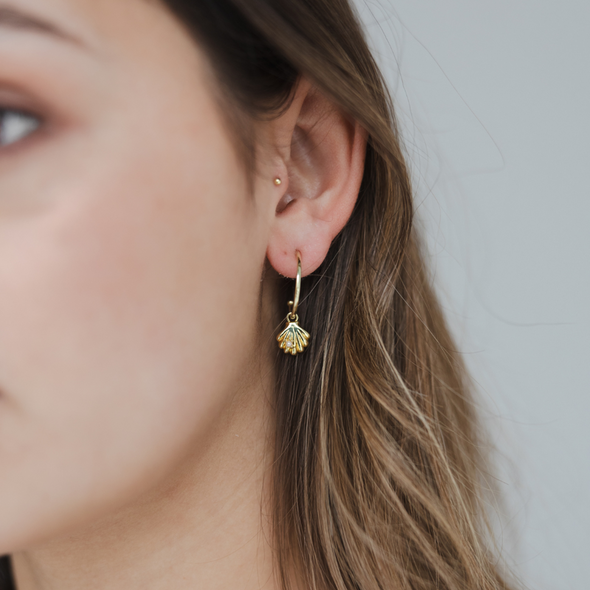 Super She Shell Hoop Studs