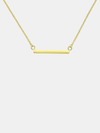 Gold necklace with a bar pendant on a white background