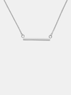 Silver necklace with a bar pendant on a white background