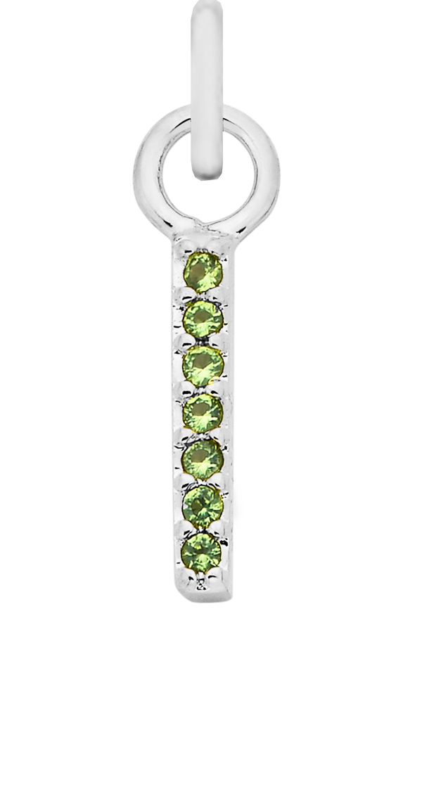 Charm Single Pendant - Silver / Birthstone - August