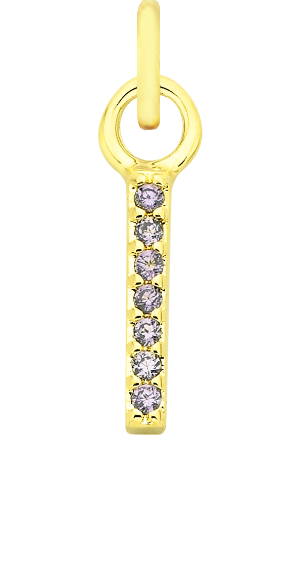 Charm Single Pendant - Gold / Birthstone - February