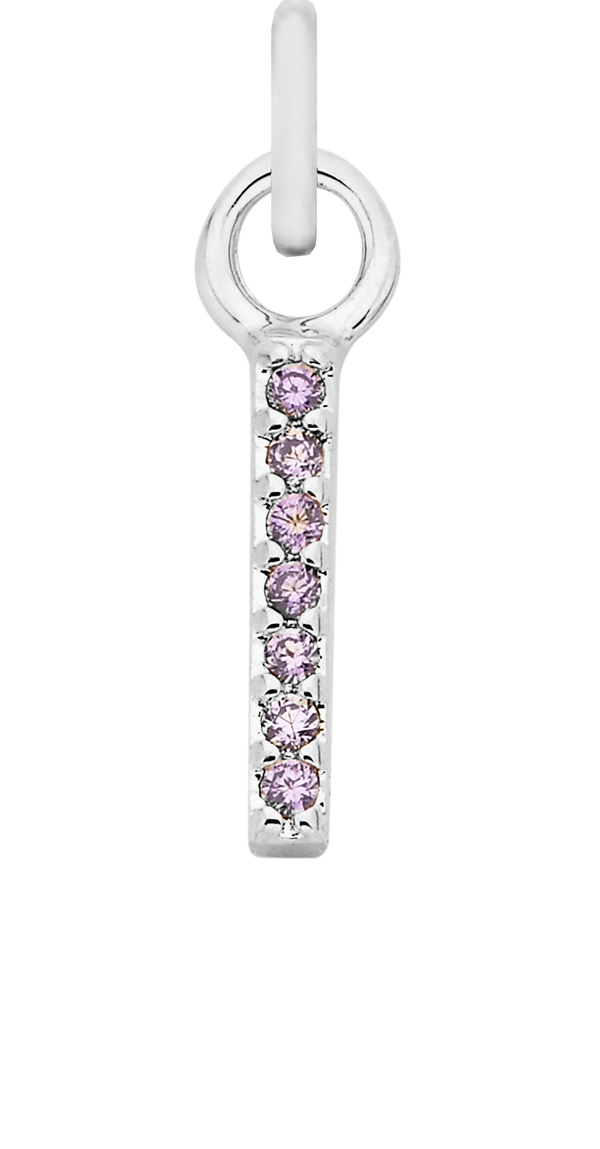 Charm Single Pendant - Silver / Birthstone - February