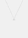 Silver necklace with a bow pendant on a white background