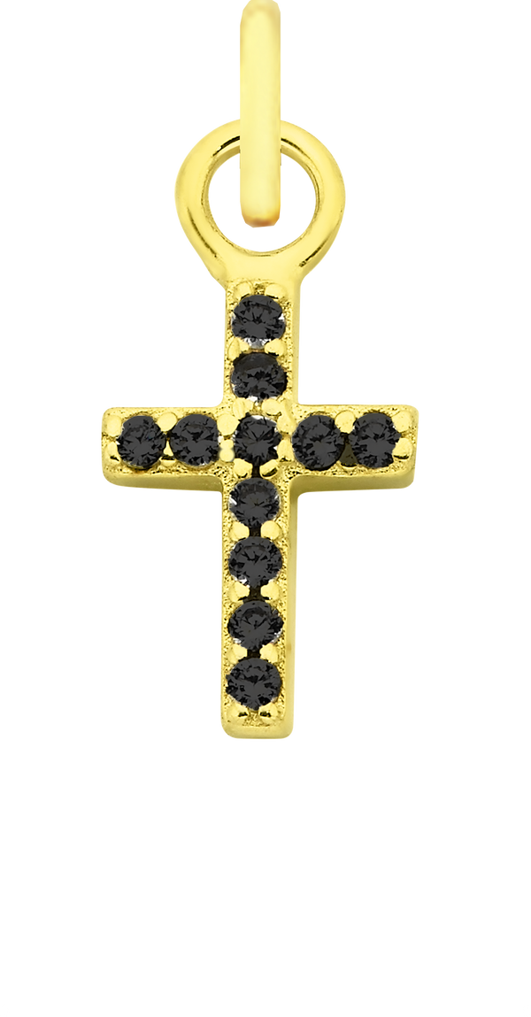 Charm Single Pendant - Gold / Icons - Sparkle Cross Black