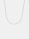 Silver chain necklace on a light gray background