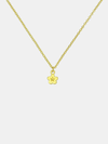 Gold necklace with a small flower pendant on a white background