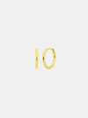 Gold hoop earrings on a light gray background