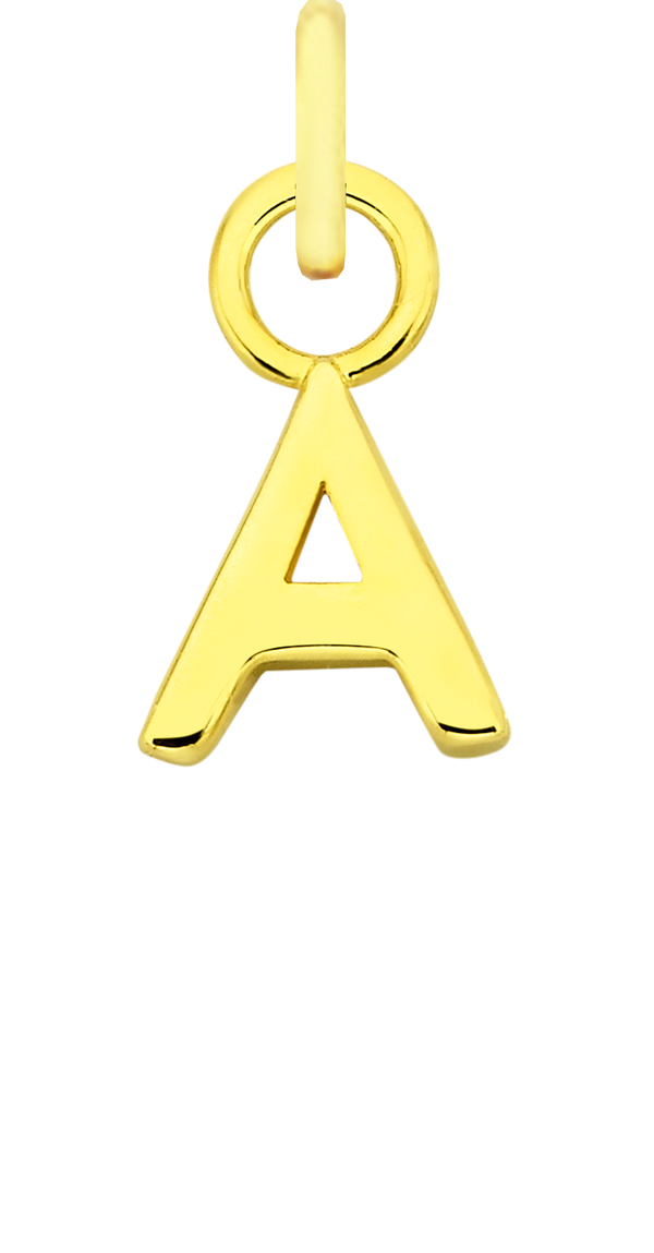 Charm Single Pendant - Solid Gold / Letters - A