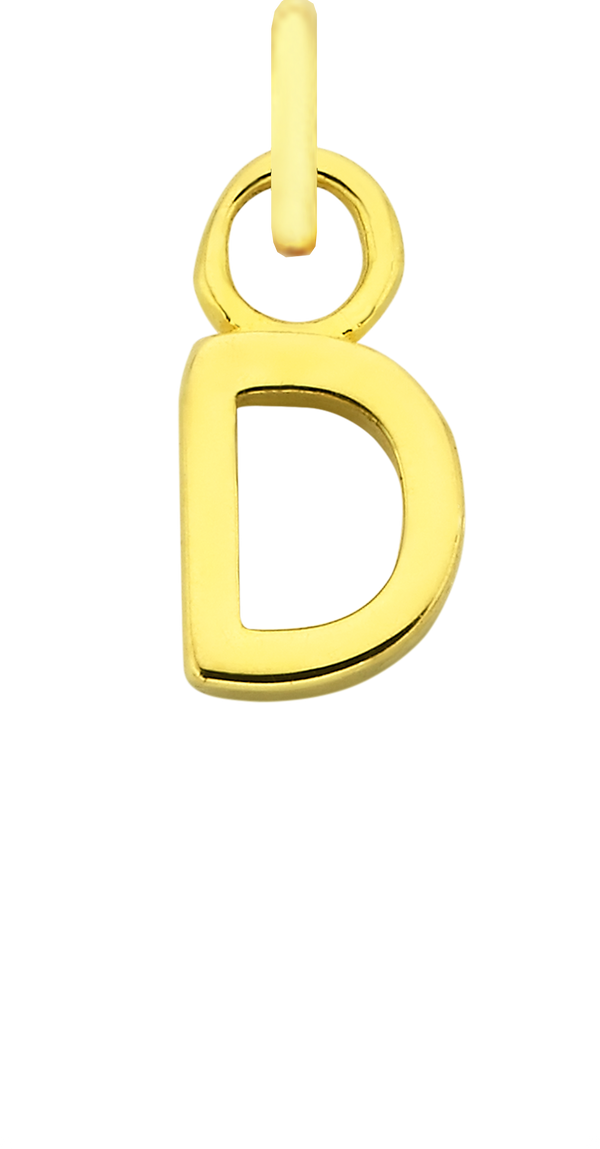Charm Single Pendant - Solid Gold / Letters - D