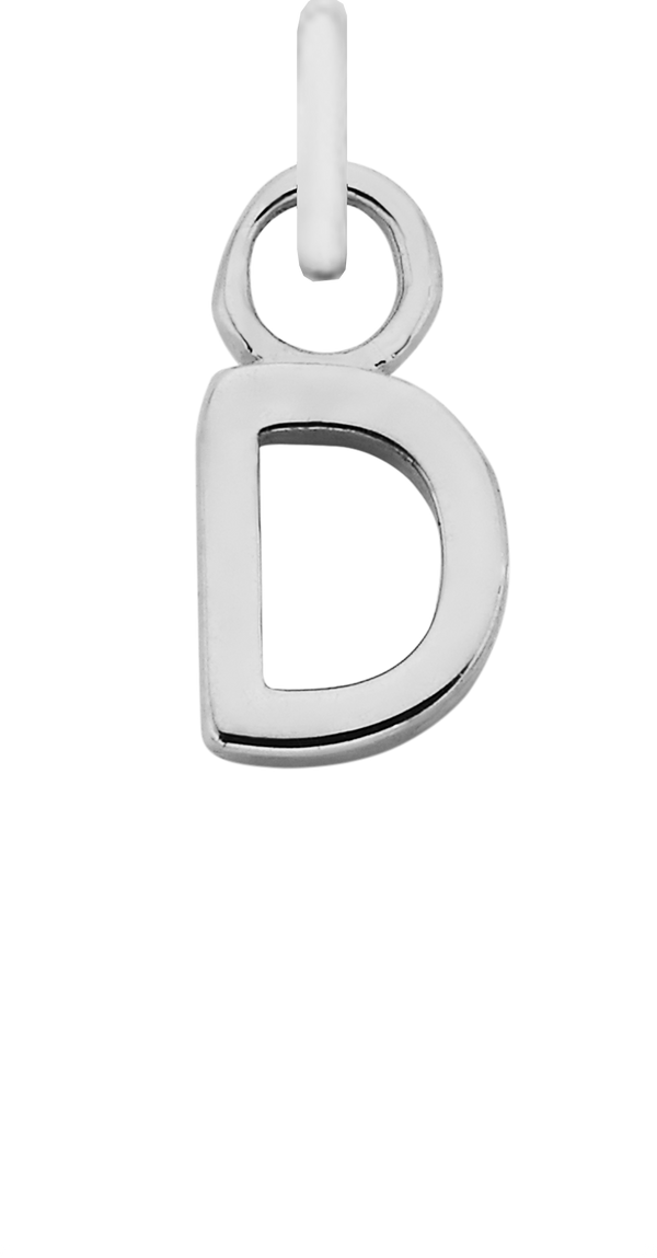 Charm Single Pendant - Silver / Letters - D
