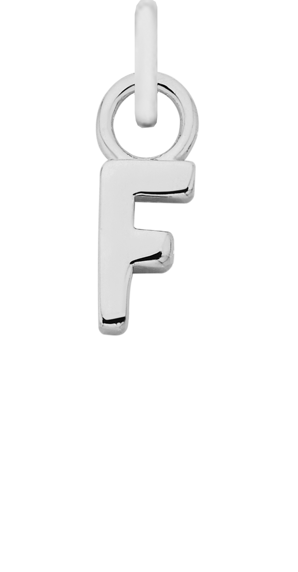 Charm Single Pendant - Silver / Letters - F