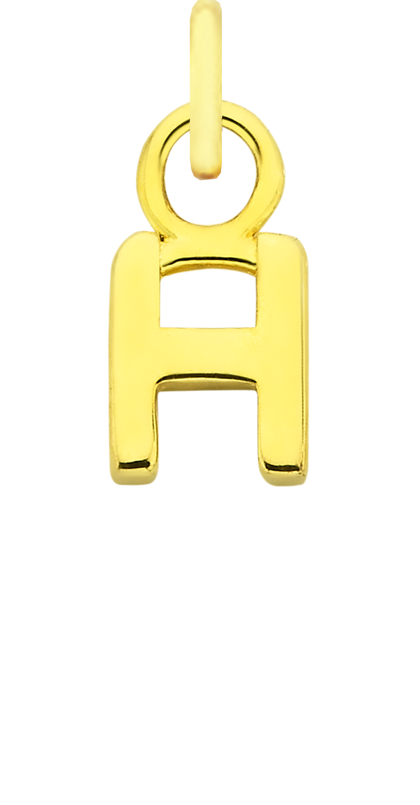 Charm Single Pendant - Solid Gold / Letters - H