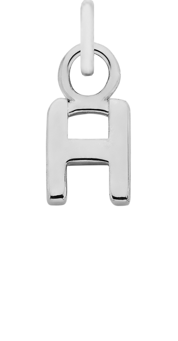 Charm Single Pendant - Silver / Letters - H