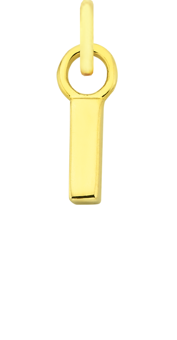 Charm Single Pendant - Solid Gold / Letters - I