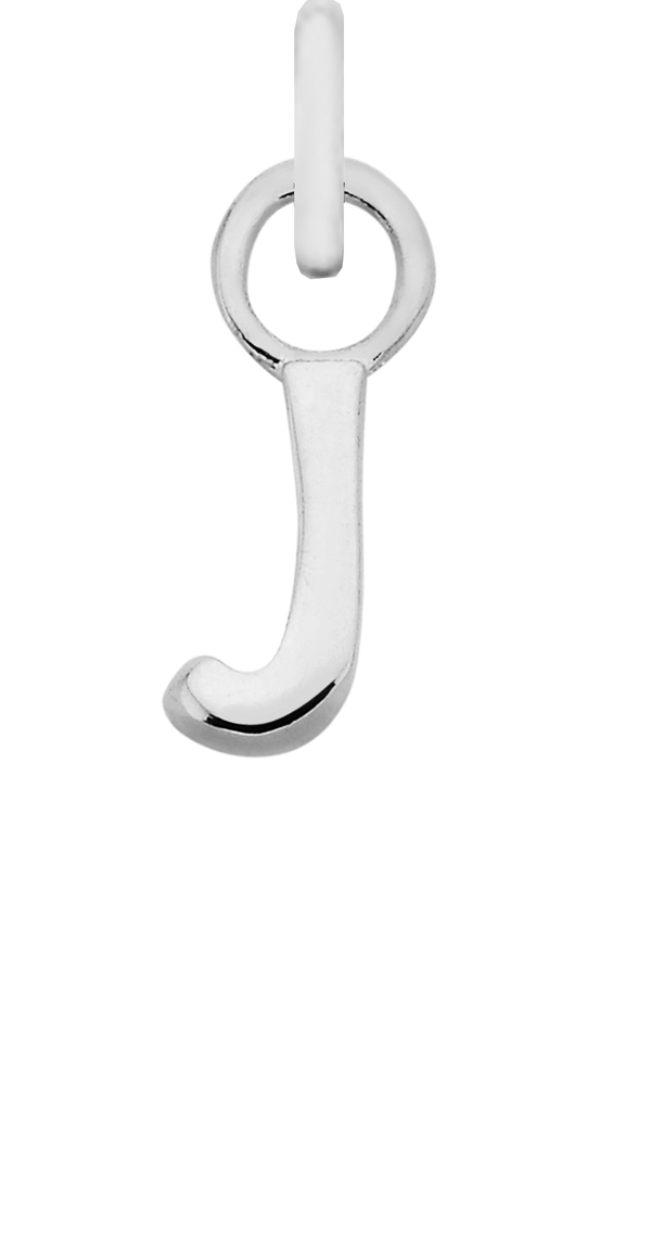 Charm Single Pendant - Silver / Letters - J