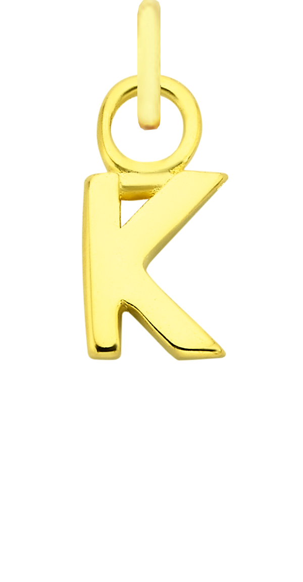 Charm Single Pendant - Solid Gold / Letters - K