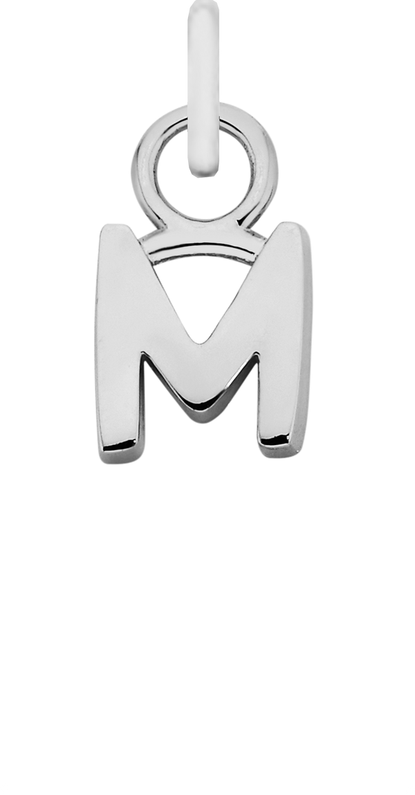 Charm Single Pendant - Silver / Letters - M