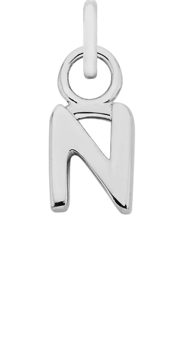 Charm Single Pendant - Silver / Letters - N