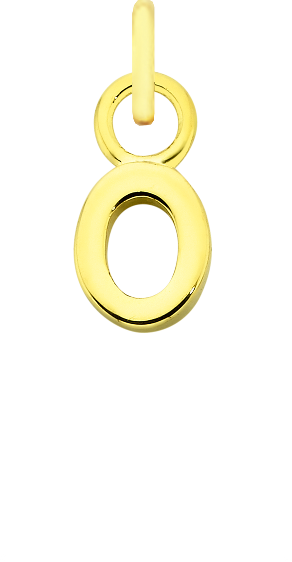 Charm Single Pendant - Solid Gold / Letters - O