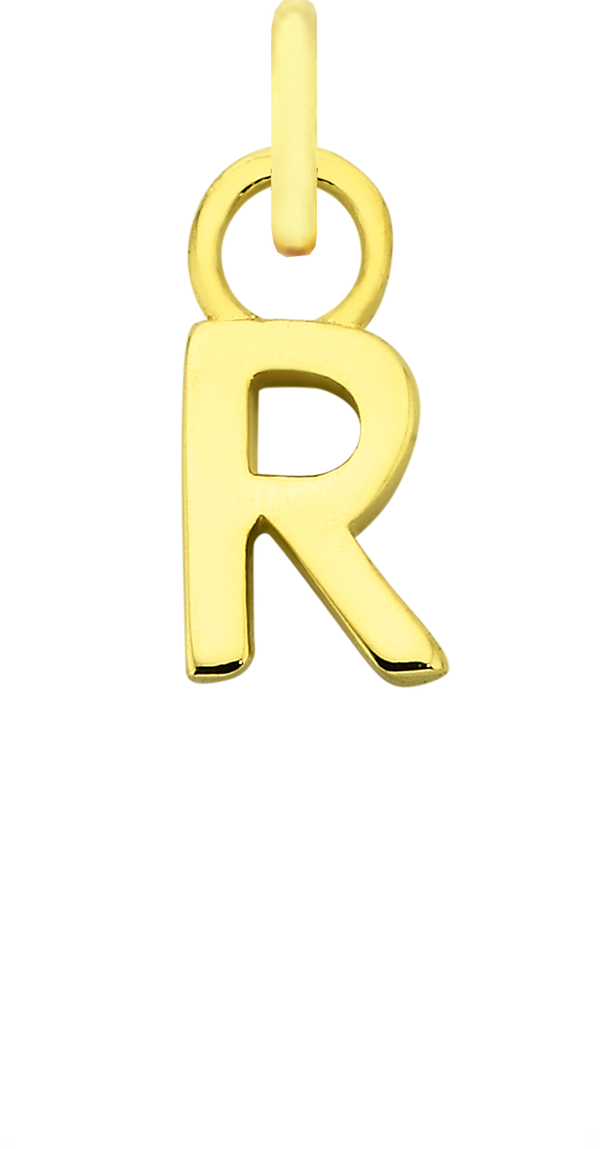 Charm Single Pendant - Solid Gold / Letters - R