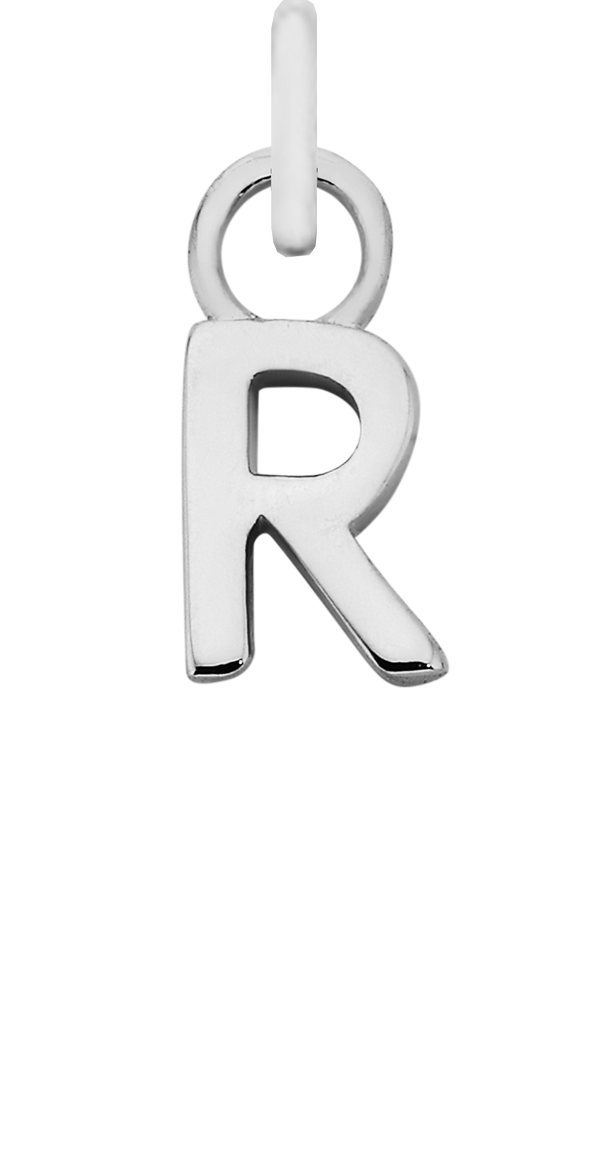 Charm Single Pendant - Silver / Letters - R