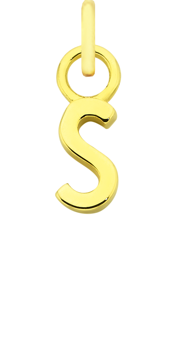 Charm Single Pendant - Solid Gold / Letters - S