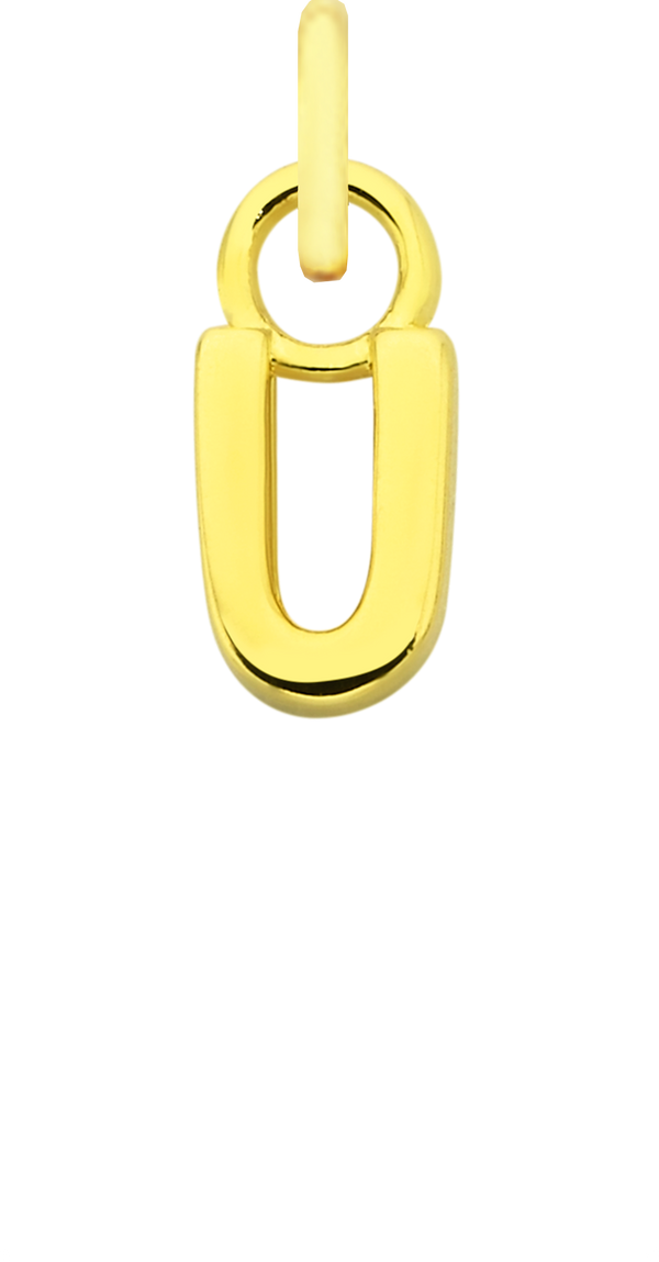 Charm Single Pendant - Solid Gold / Letters - U