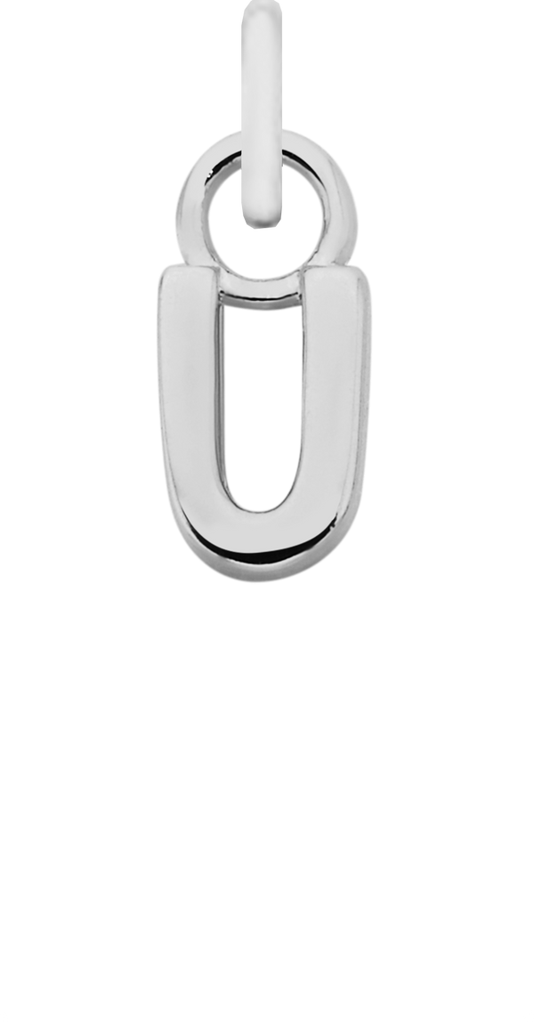 Charm Single Pendant - Silver / Letters - U