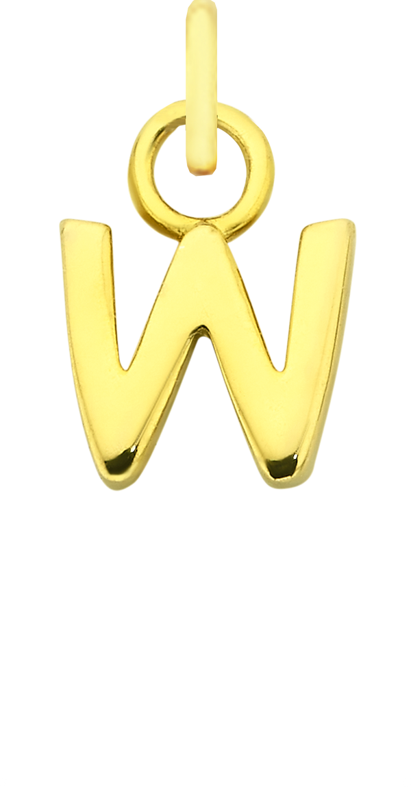 Charm Single Pendant - Solid Gold / Letters - W