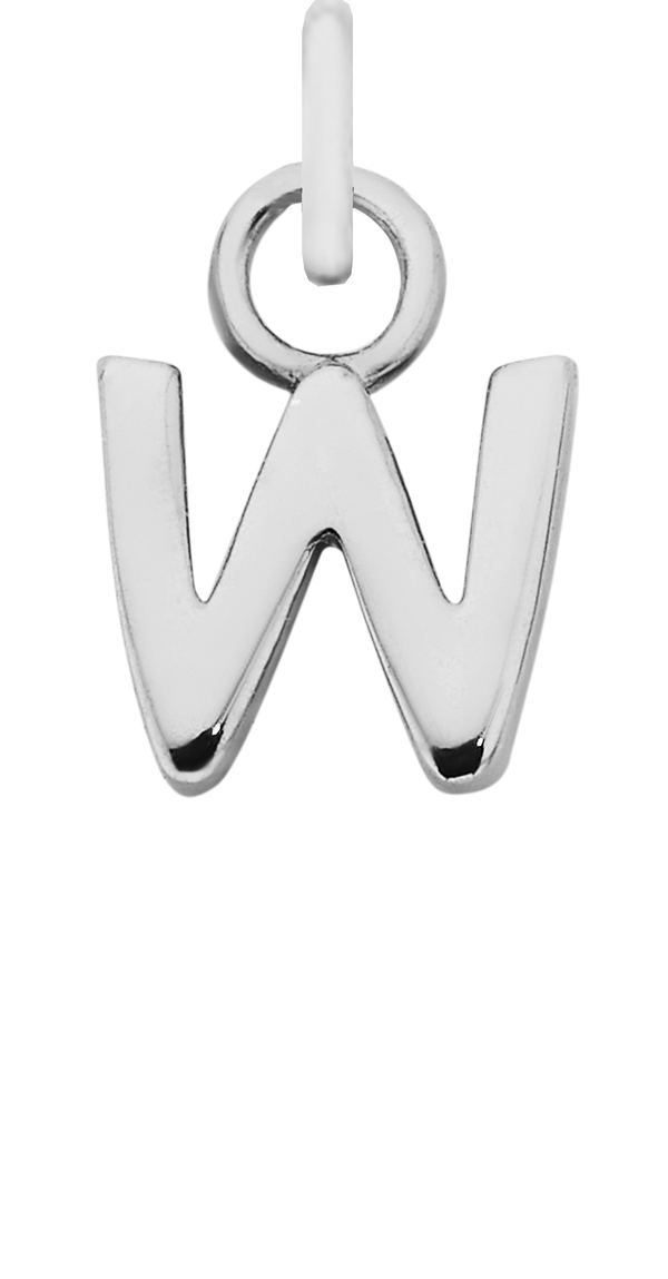 Charm Single Pendant - Silver / Letters - W