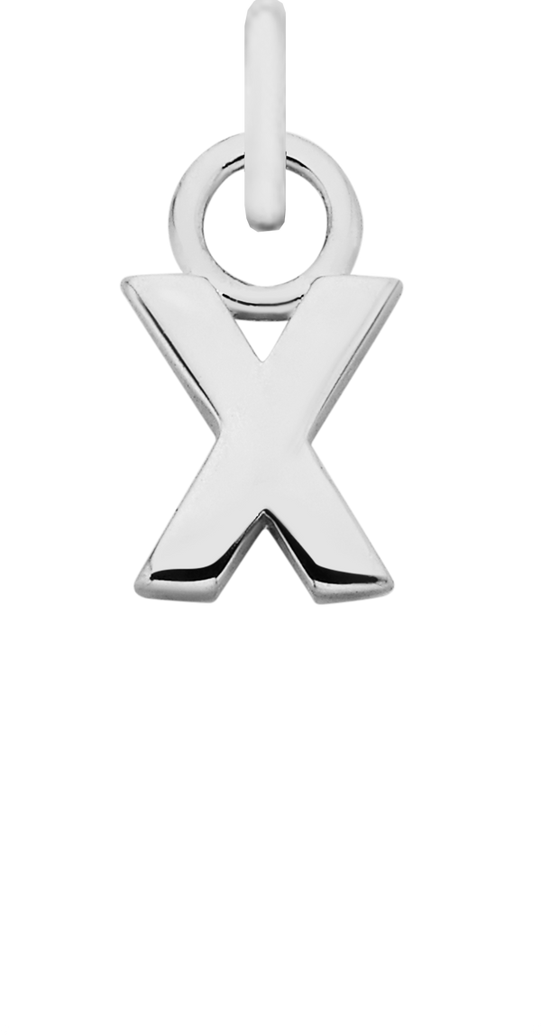 Charm Single Pendant - Silver / Letters - X