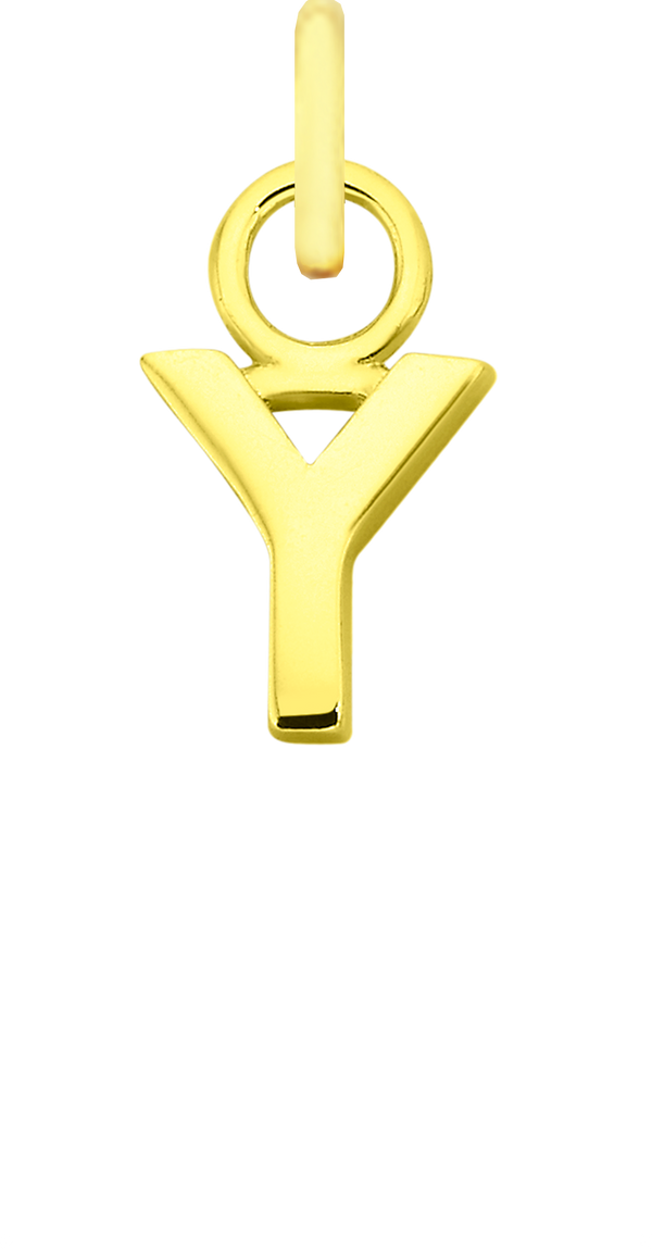 Charm Single Pendant - Solid Gold / Letters - Y