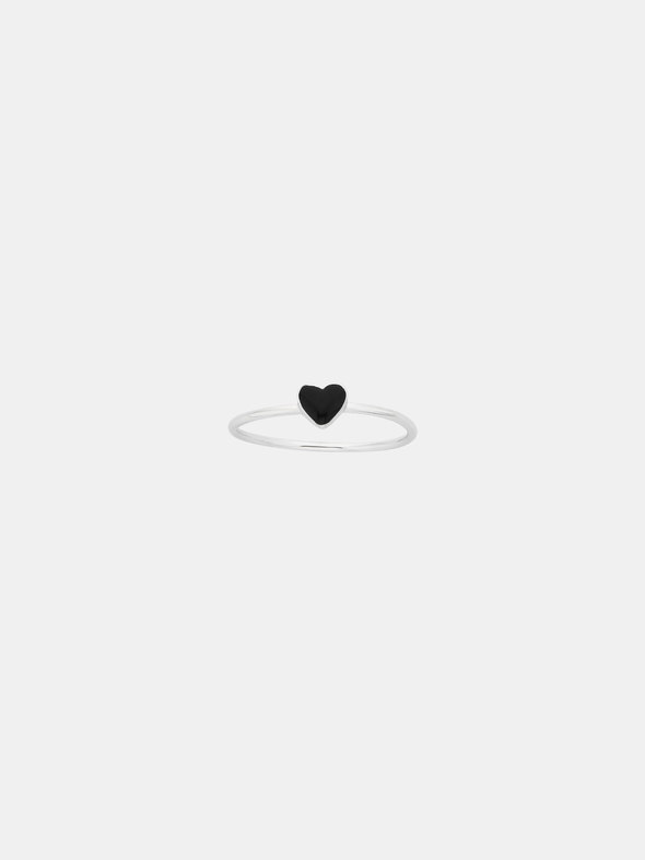 Black heart-shaped ring on a white background