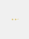 Pair of solid gold flower-shaped stud earrings on a white background