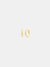 Gold hoop earrings on a light gray background