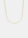 Pearl necklace on a light gray background