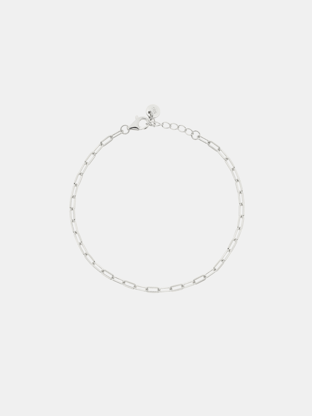 Silver chain anklet on a white background