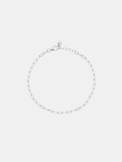 Silver chain anklet on a white background