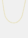 Solid gold mini links chain necklace on a light grey background