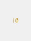 Gold hoop earrings on a light gray background
