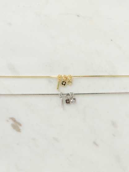 Two Mix It Ups on box chains in sterling silver & gold plated