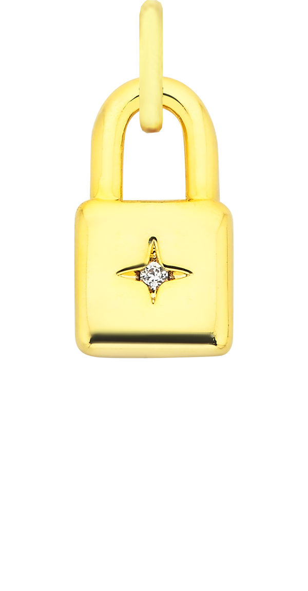 Charm Single Pendant - Solid Gold / Icons - Lock