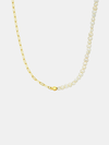 Pearl necklace with gold chain on a white background
