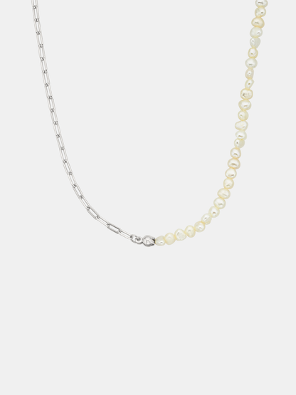 Pearl necklace on a white background