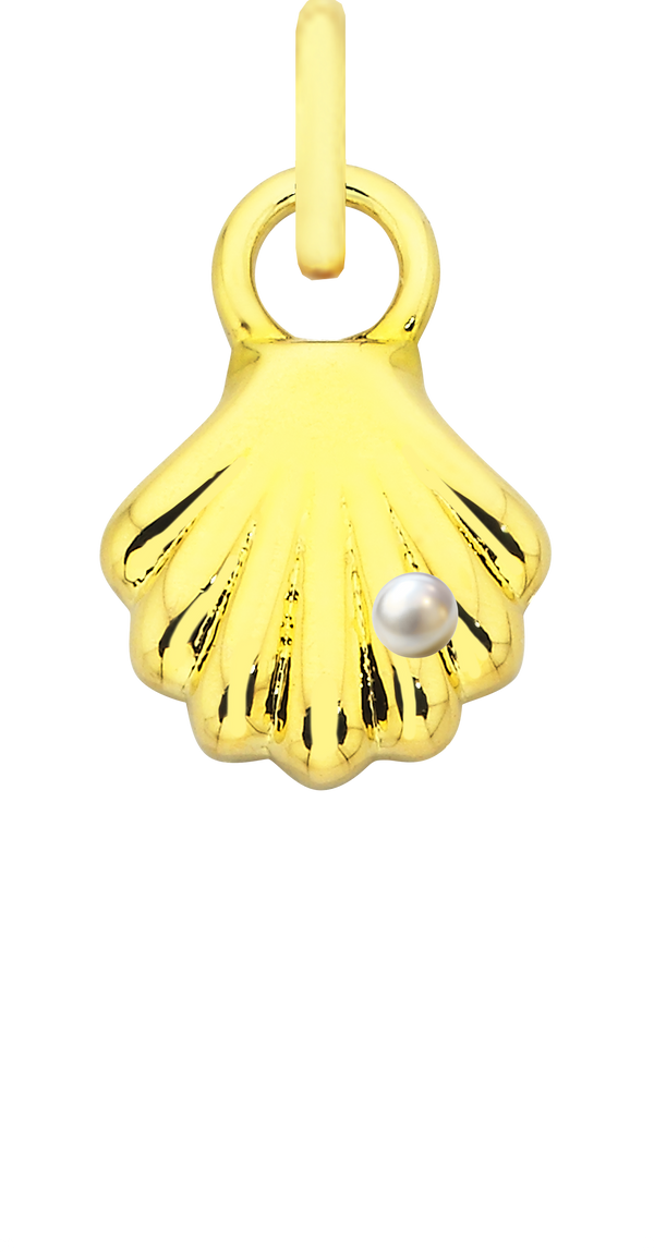 Charm Single Pendant - Gold / Icons - She Shell w Pearl